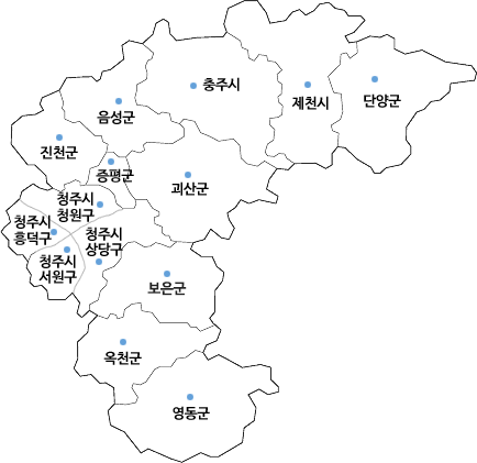 충청북도지도